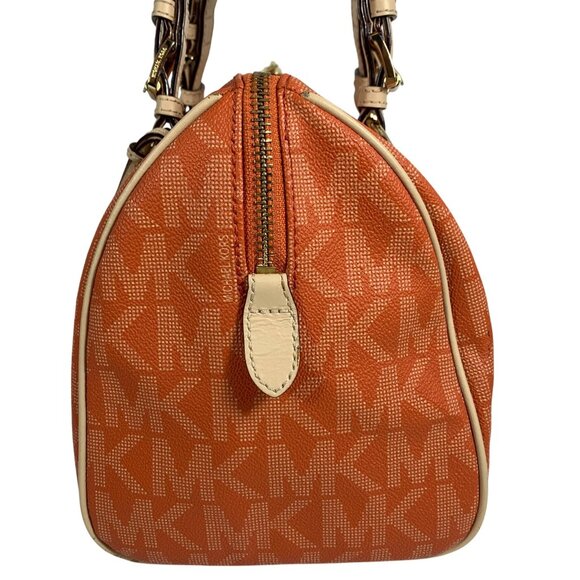 MICHAEL KORS Grayson Medium Satchel Signature Bag Tangerine Orange w/ Bag Charm - Picture 2 of 15